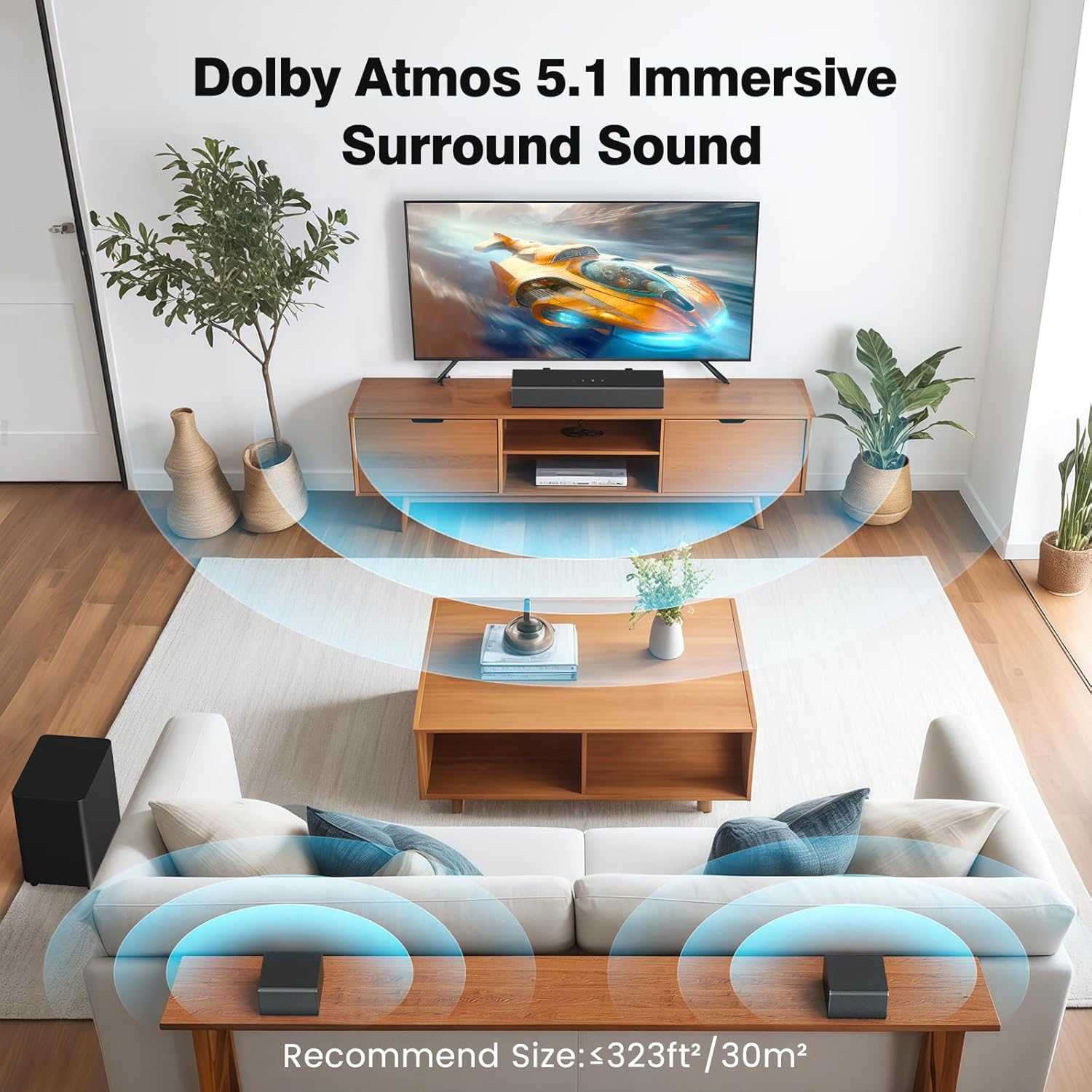 Miroir 5.1 Sound Bar for TV with Dolby Atmos & Subwoofer