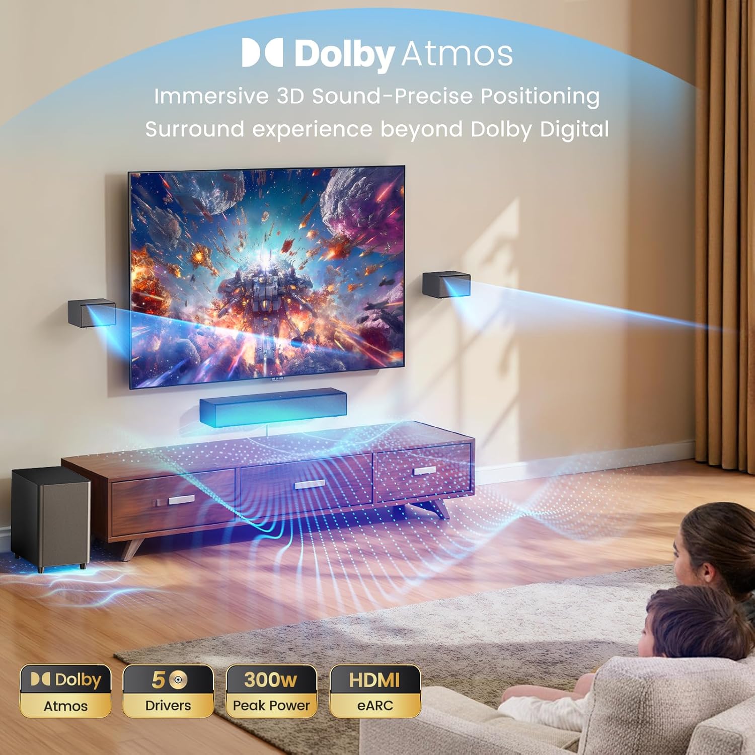 Miroir 5.1 Sound Bar for TV with Dolby Atmos & Subwoofer